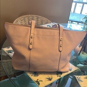 Soft Pebbled Leather Tote Bag in Blush Pink